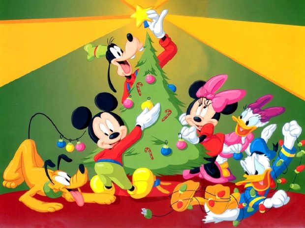 Mickey Mouse Christmas Desktop Background.