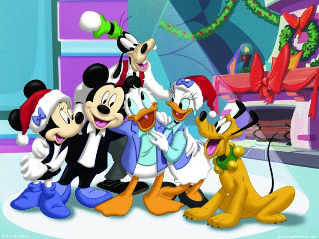 Mickey Mouse Main Characters Christmas HD Wallpaper.