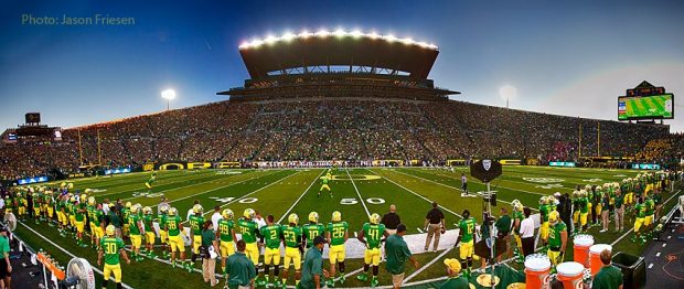 Oregon Ducks Autzen Stadium Panoramic Wallpaper.