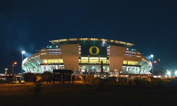 Oregon Ducks Stadium at Night Wallpaper.