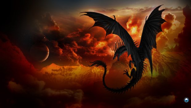 Dragon in Red sky Backgrounds.