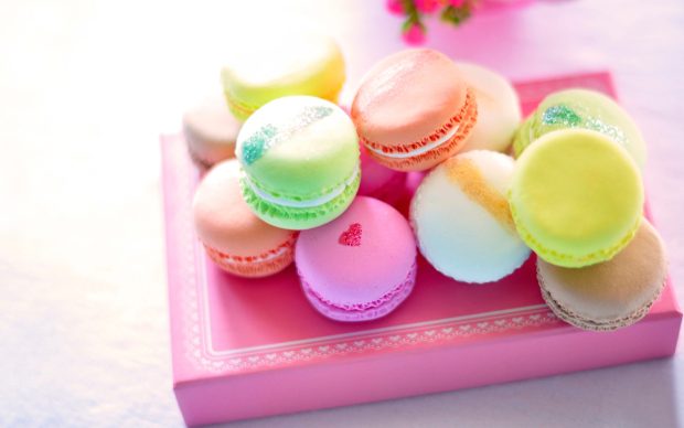 Beautiful Colorful Macarons Wallpaper Background.