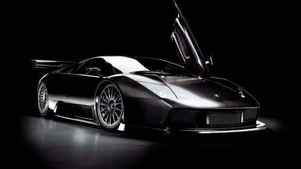 Black car lamborghini murcielago wallpaper.