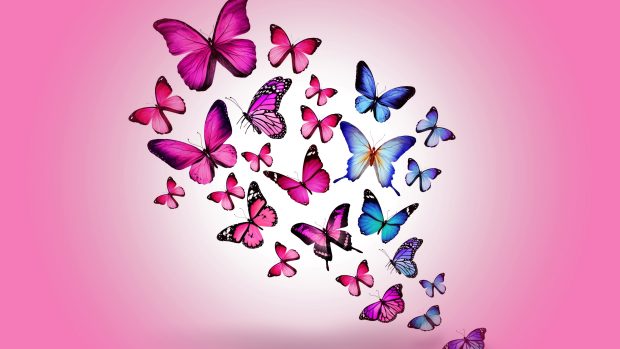 Butterfly drawing flying colorful background.