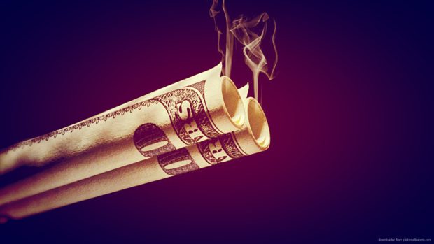 Dollar double barrel money background.