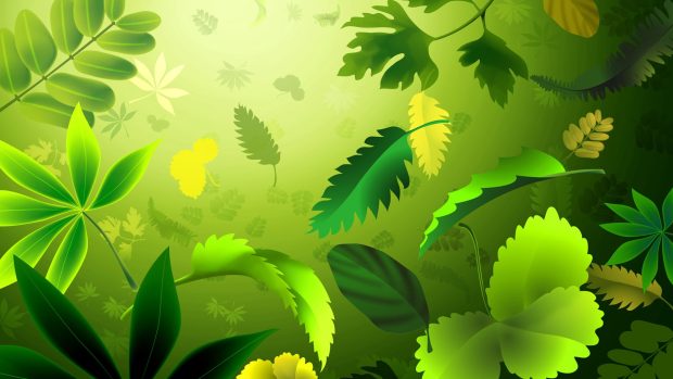 Green Leaves wallpaper HD design.