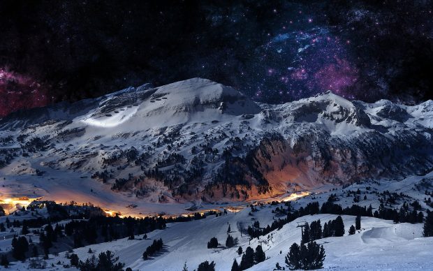 HD wallpaper winter mountains scene.