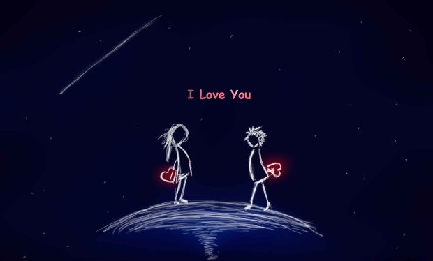 I love you cartoon couple wallpaper background.