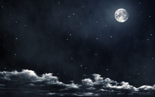 Moon stars clouds wallpaper HD.