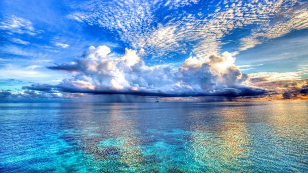 Nature blue sea and clouds backgrounds wallpapers HD.