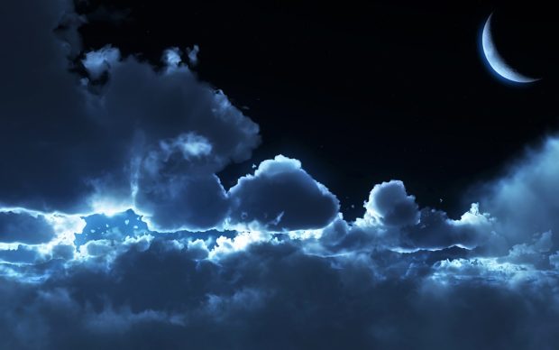 Night clouds moon wallpaper.