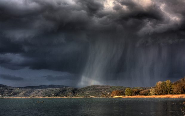 Rain wallpaper HD over the island.