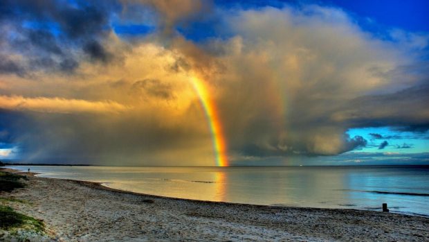 Rainbow Over Sea Wallpaper.