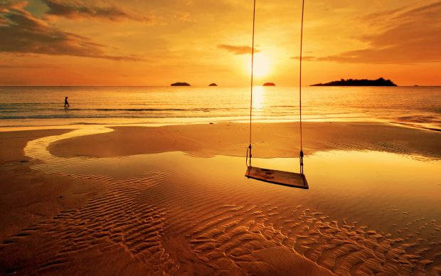 Swing On The Beach When Sunset.