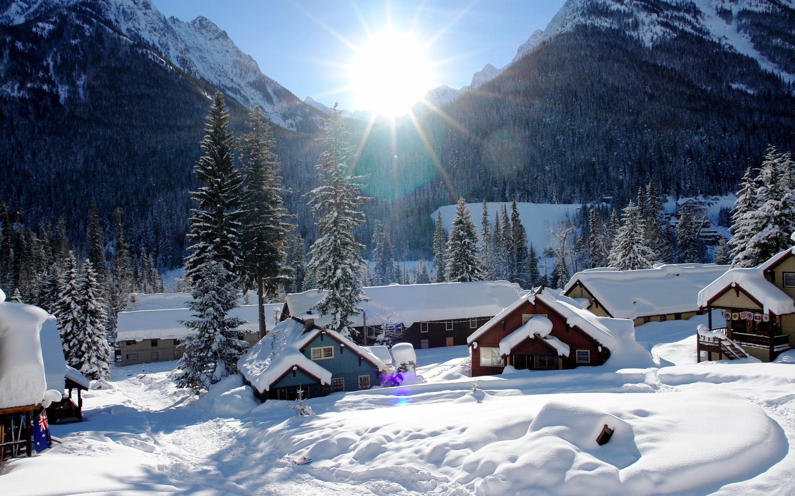 зима деревня снег winter the village snow скачать