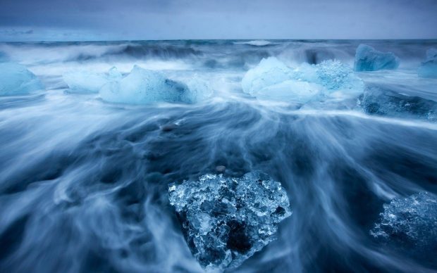 Blue icy ocean wallpaper HD.