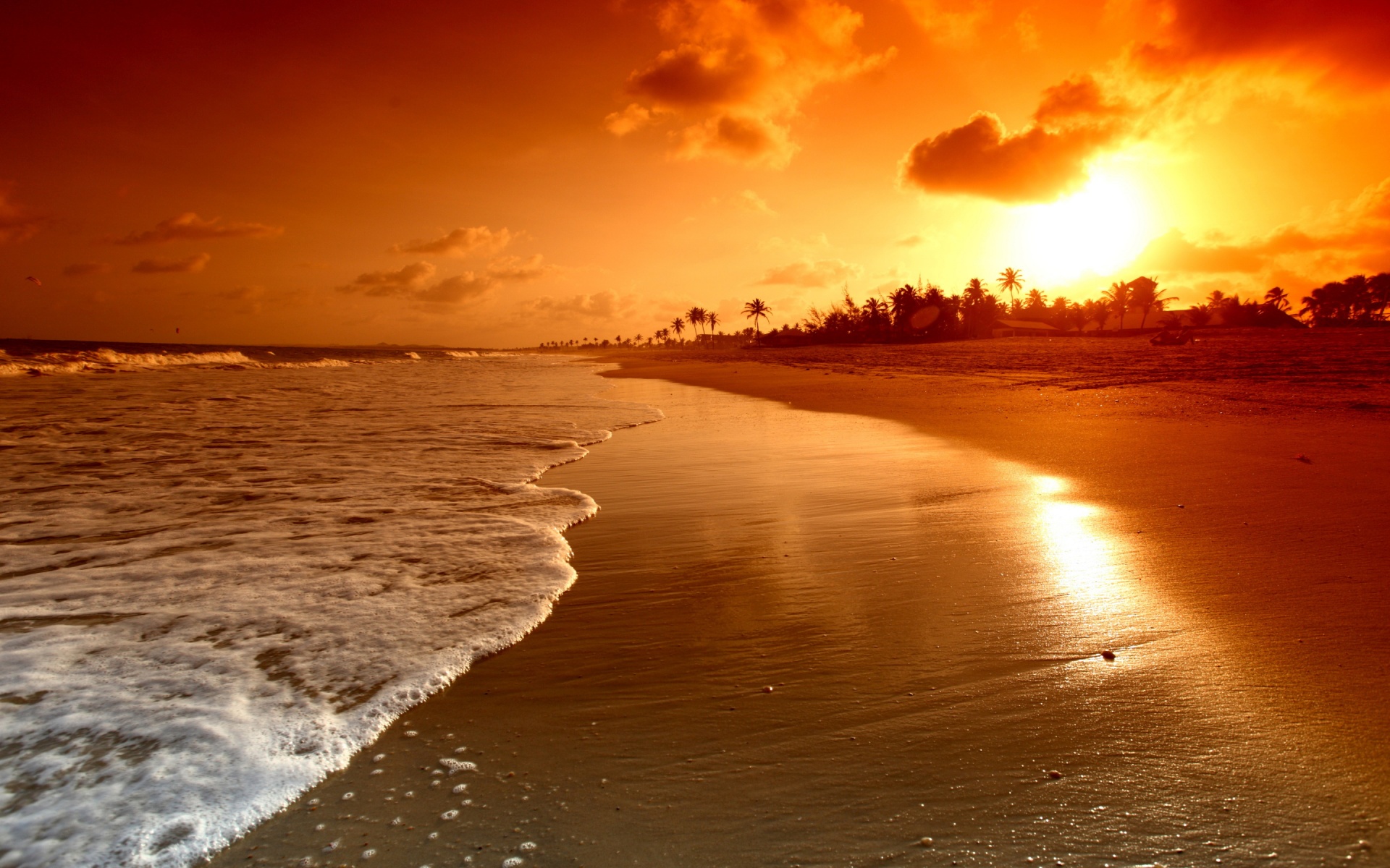 California beaches at sunset wallpaper HD.