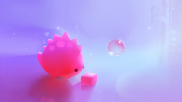 Cute pink dinosaur wallpaper HD.