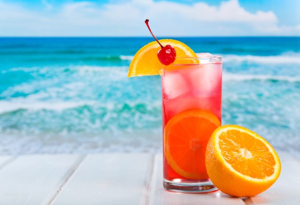 Drink cocktail orange sea holiday summer glass wave ice hd wallpaper.