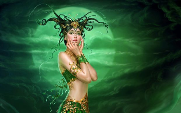 Fantasy Green Fairy Wallpaper.