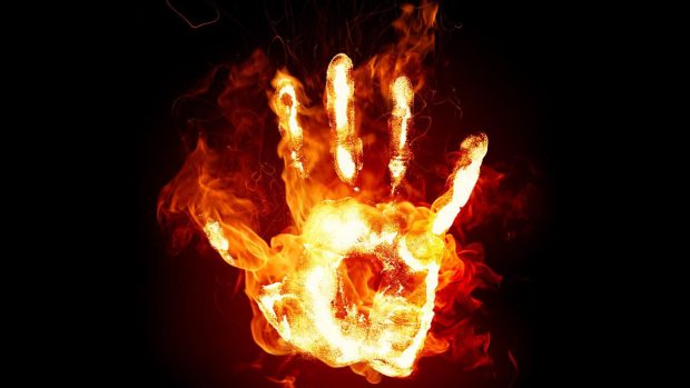 Fire hand 3d wallpaper HD.