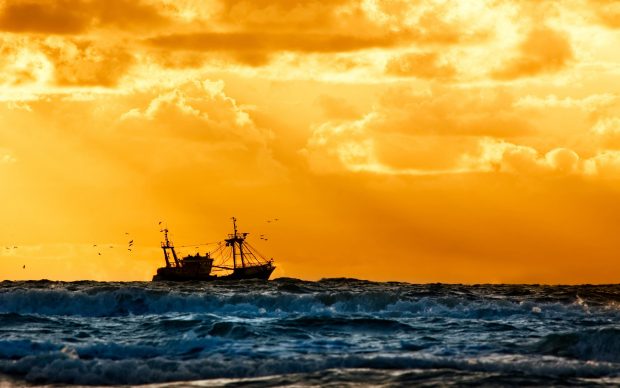 Fishing boat ocean wallpapers HD.
