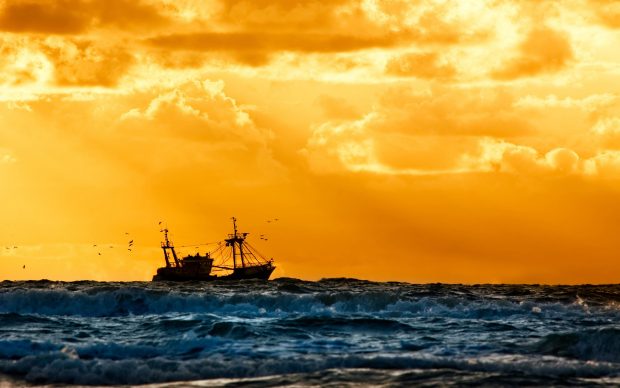 Fishing boat ocean wallpapers HD.