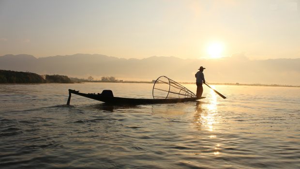 Fishing boat silhouette hd wallpaper.