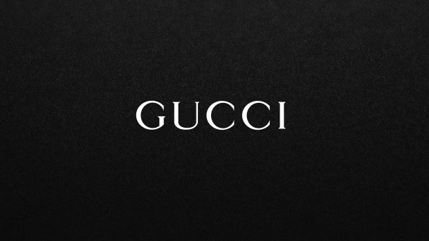 Gucci White Logo on Black Background.