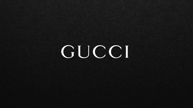 Gucci White Logo on Black Background.