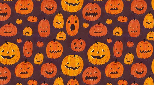 Halloween pumpkins pattern wallpaper 1920x1080.