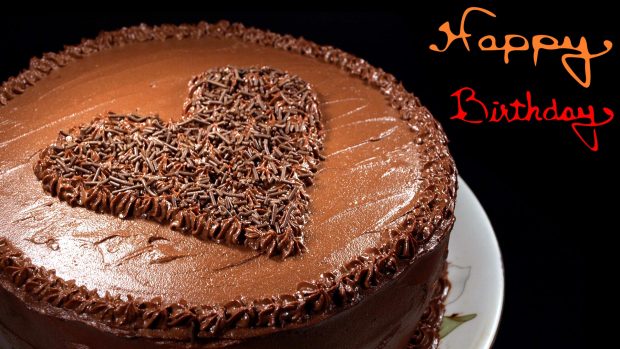 Happy birthday chocolate cake wallpaper HD desktop background.