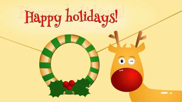 Happy holidays rudolph christmas merry christmas wreath HD wallpaper.