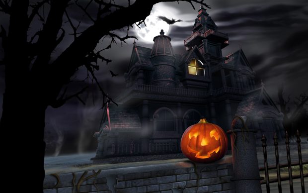 House and pumpkin halloween wallpapers HD 1920x1200.