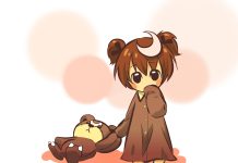 Kawaii mac imac anime girl cute toy bear wallpapers HD.