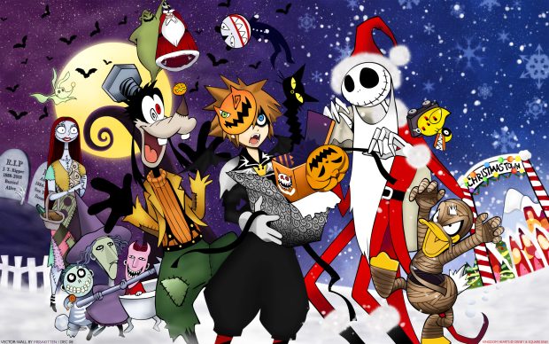 Kingdom hearts halloween sora Jacck skellington hd wallpaper.