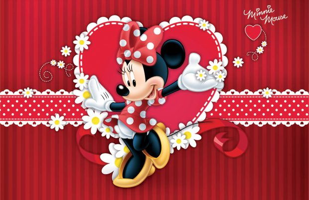 Lovely minnie mouse in red dress wallpapers.