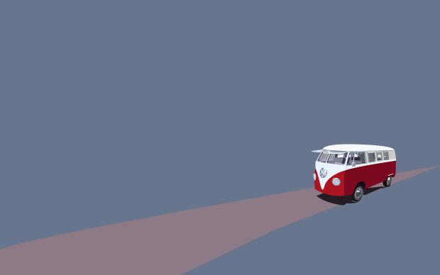 Minimalist bus vector road art hd wallpaper.