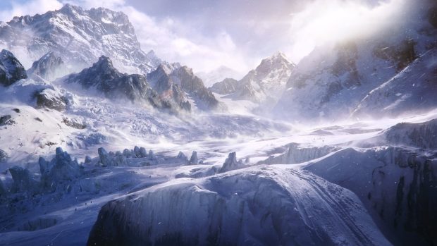 Mountains nature snow artwork reid southen HD wallpaper.