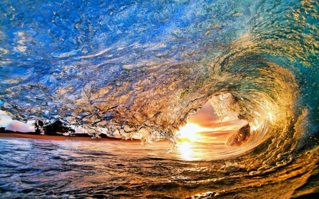 Ocean waves wallpaper HD for desktop.