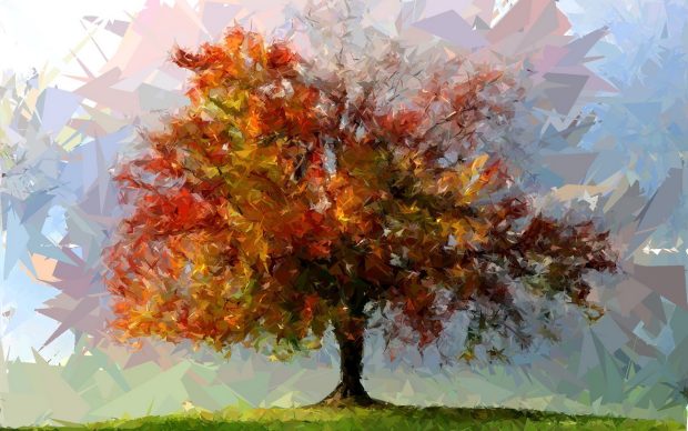 Painting tree art abstract fotosketcher shattered autumn wallpapers.