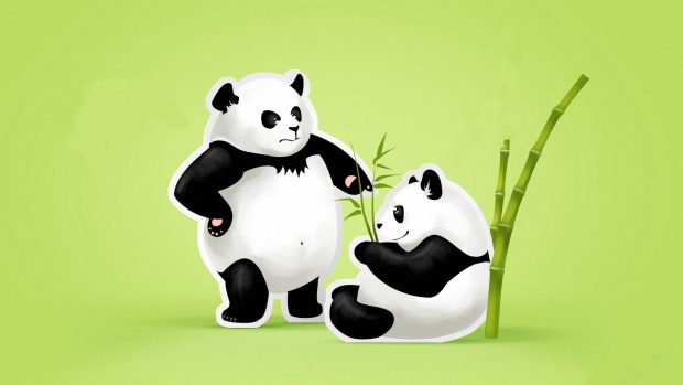 Panda couple threat quarrel green black white wallpapers HD.