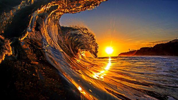 Majestic wave at sunrise, California, USA