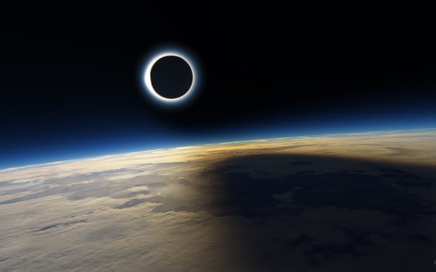 Solar eclipse shadow on earth wallpaper HD.