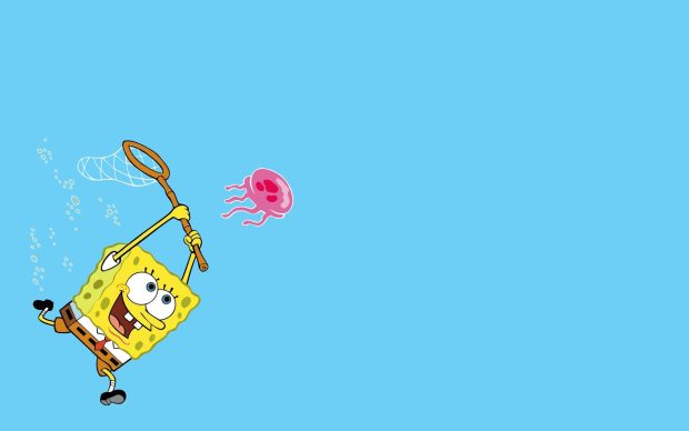 Spongebob squarepants jellyfish minimalism HD wallpaper.