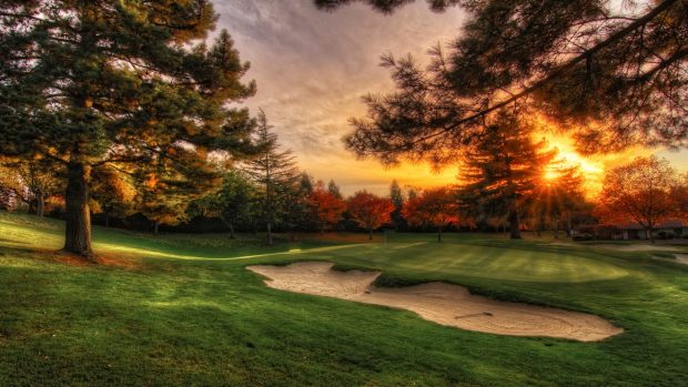 Wallpaper hd sunset golf course wide high definition.