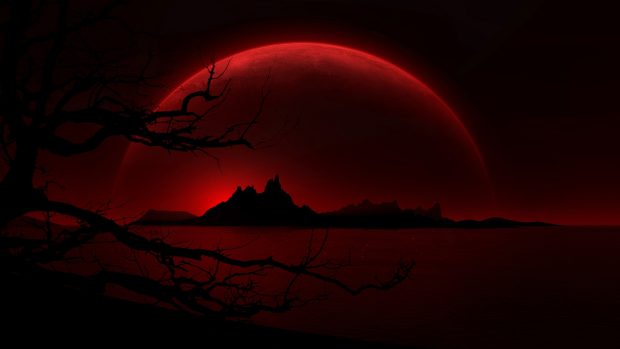 Blood Red Moon HD Desktop Background