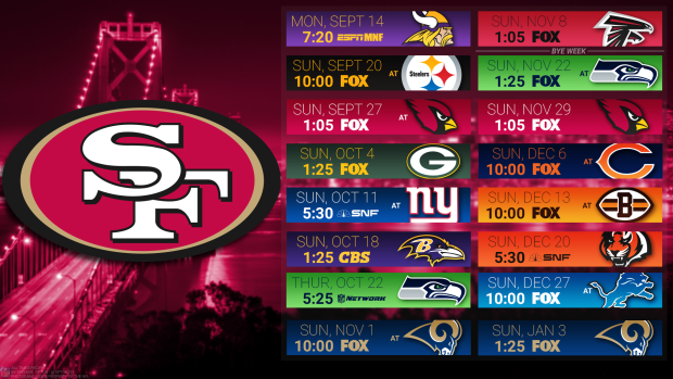 2015 San Francisco 49ers Schedule Desktop Background.
