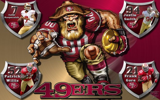 49ers Crazy Logo Shield Players Wallpaper.