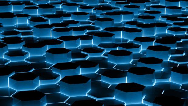 Abstract Blue Hexagons Tron.